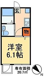 北総鉄道 秋山駅 徒歩4分の賃貸アパート 3階1Kの間取り
