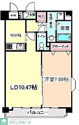 プライム柏 3階1LDKの間取り