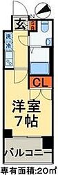 パークキューブ北松戸 3階1Kの間取り