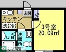 コンフォルト柏 2階1Kの間取り
