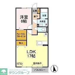 コモド八ヶ崎　A 2階1LDKの間取り