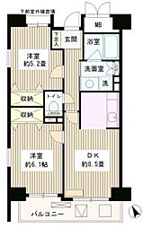 パインエクセレント 4階2DKの間取り