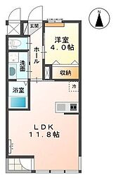 ヴェール・コリーヌ 2階1LDKの間取り