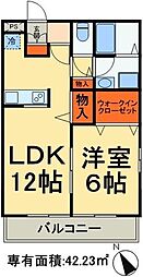 JR常磐線 北松戸駅 徒歩11分の賃貸アパート 1階1LDKの間取り