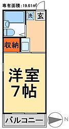 JR常磐線 馬橋駅 徒歩7分の賃貸アパート 2階1Kの間取り