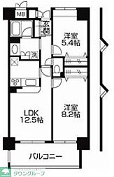 ウィンベル我孫子 8階2LDKの間取り
