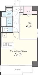 グリュックス クレー 1階1LDKの間取り