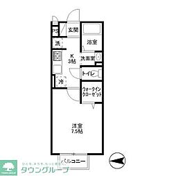 メイプルヒル 2階1Kの間取り