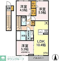 ペアージュ　I 2階3LDKの間取り