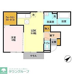 ペア 1階1LDKの間取り