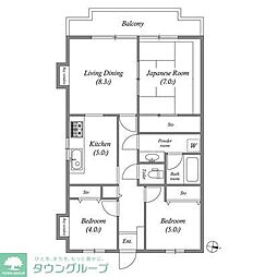 市川東レジデンス 2階3LDKの間取り
