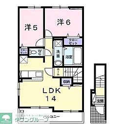 ボニート　カーサI 2階2LDKの間取り