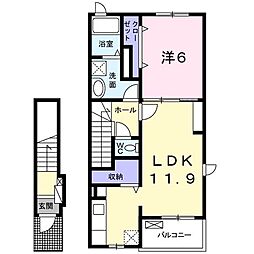 京成松戸線 五香駅 徒歩11分の賃貸アパート 2階1LDKの間取り