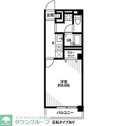 アンプルール　フェール　豊四季II 2階1Kの間取り