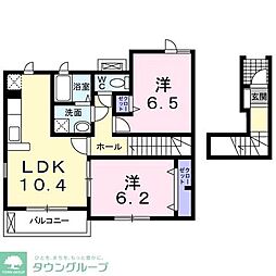 プラウド弐番館 2階2LDKの間取り