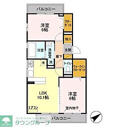 ヴィラ　コットン 3階2LDKの間取り