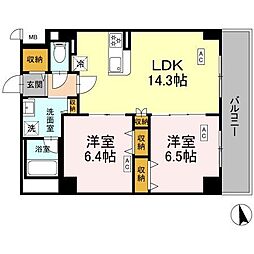 カスタリア西船橋II 4階2LDKの間取り
