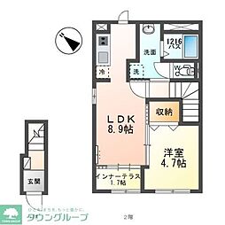 フラワーフォレスト 1LDKの間取図画像