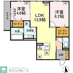 市川市大和田2丁目アパート 2LDKの間取図画像