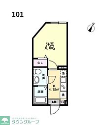 ルージュエール豊四季 1Kの間取図画像
