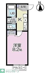 キャメル南柏5 1Kの間取図画像