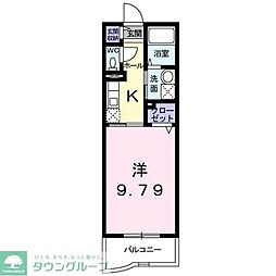 リバーフィールズ 1Kの間取図画像