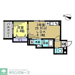 ラ・ルポI 1LDKの間取図画像