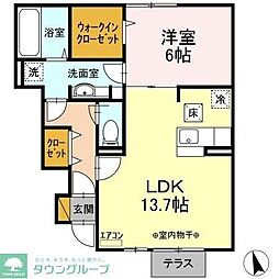 パステロ 1LDKの間取図画像