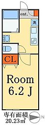 プランドールくぬぎ山 1Kの間取図画像