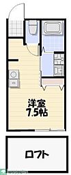 Likes飯山満町B棟 ワンルームの間取図画像
