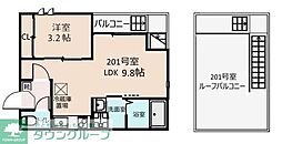 グランティック柏 1LDKの間取図画像