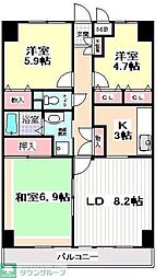 セザンつくし野 3LDKの間取図画像