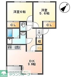 サンミラドールB 2LDKの間取図画像