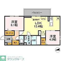 プランドールC 2LDKの間取図画像