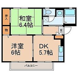 モンピエス1 2Kの間取図画像