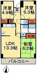 ベルレージュ船橋 3LDKの間取図画像