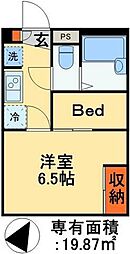 京成本線 京成大久保駅 徒歩25分の賃貸アパート 1階1Kの間取り