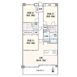 ゼファー川口青木フェリシア 3LDKの間取図画像