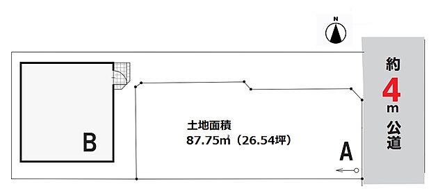 土地面積87.75平米（26.54坪）