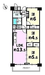 東大和グリーンタウン3号棟 3LDKの間取り