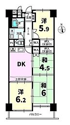 鴫野コーポ2号棟 4DKの間取図画像