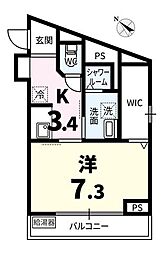 宝東新ハイツ 1Kの間取図画像