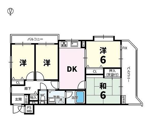 ライオンズマンション東戸塚第2(4DK) 4階の間取り