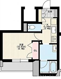 志木テラス 1Kの間取図画像