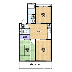 サザンアベニューB 3DKの間取図画像