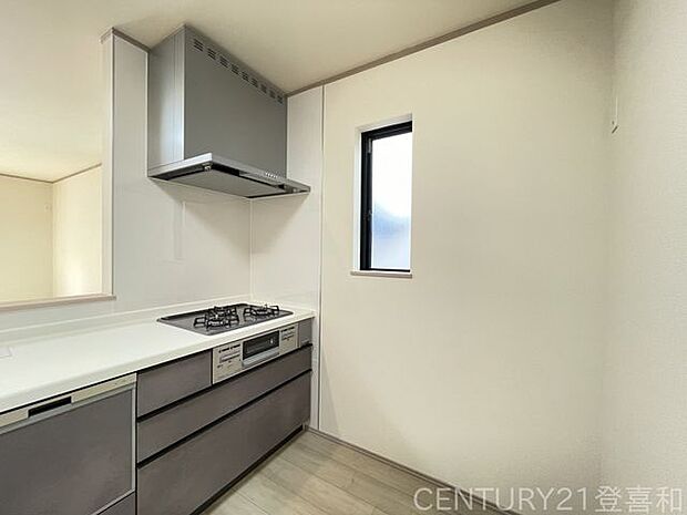 フラットタイプのレンジフードでスッキリとしたキッチンです