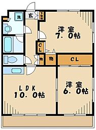 サザンコート小泉 2LDKの間取図画像