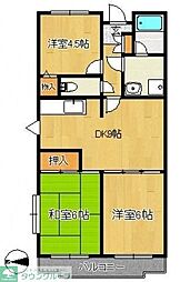 第8植村ビルアーバー植村 3DKの間取図画像
