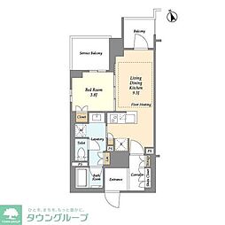 ドレッセ青葉荏田北フロント 1LDKの間取図画像