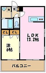 SunnyHeims3 1LDKの間取図画像